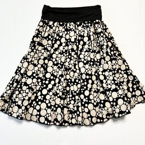 Saint Tropez Linen Skirt Black Polka Dot Pleated Boho Midi Women’s Large